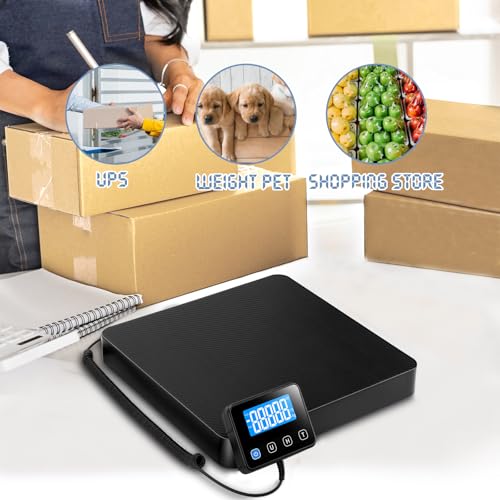 Plattformwaage, Drcowu 440lbs x 10g Digitale Paketwaage, Langlebige Alloy Stahlplattform, Schwerlastwaage für Pakete/Lager/Gepäck, Postwaage mit LCD/Hold/Tara Funktion,Batterien (Schwarz)