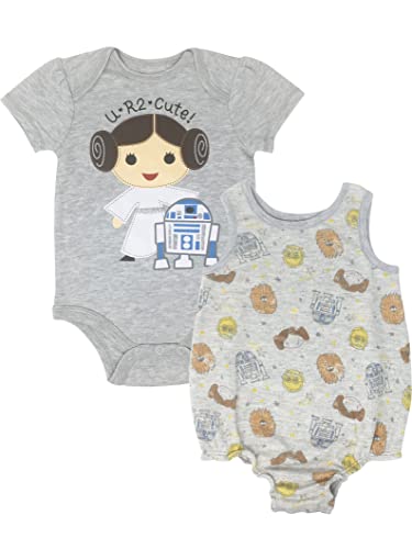 Image of STAR WARS Princess Leia Infant Baby Girls Bodysuit & Sleeveless Romper Set