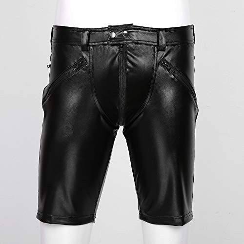 YiZYiF Herren Wetlook Boxershorts Ledershorts Lack Lederoptik Hose Kurze Leggings Männer Glänzend Stretch Sport Training… – Bild 3