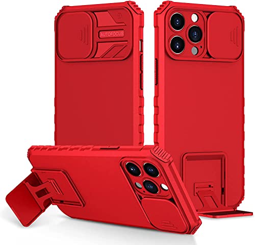 Coque iPhone 13 Pro blindée rouge protection caméra coulissante et support béquille robuste