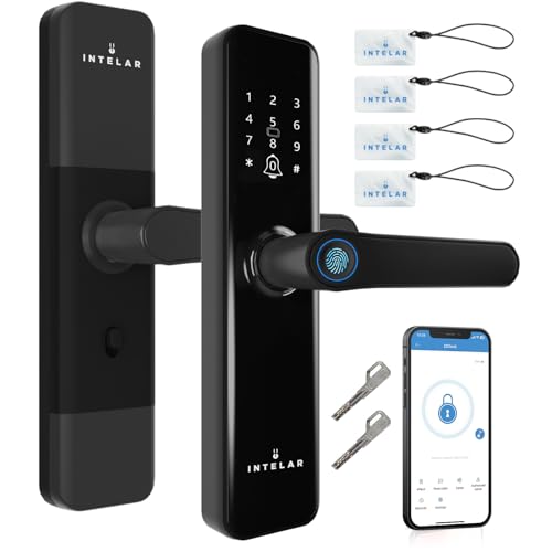 Smart Lock - Fechadura Inteligente para Porta com Impressão Digital - Fechadura de entrada sem Chave 5 em 1 - Fechadura Biométrica para porta Frontal com Teclado, Controle por APP