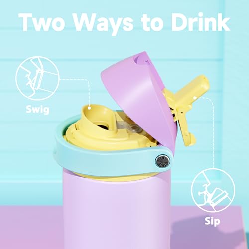 Image of 24 oz Insulated Water Bottle with Straw: Meoky Stainless Steel Metal Water Bottle with 2-in-1 Lid - Leak Proof, Cold for 24 Hours, Fits in Car Cup Holder, BPA-Free for Gym Travel Sports, Mauve