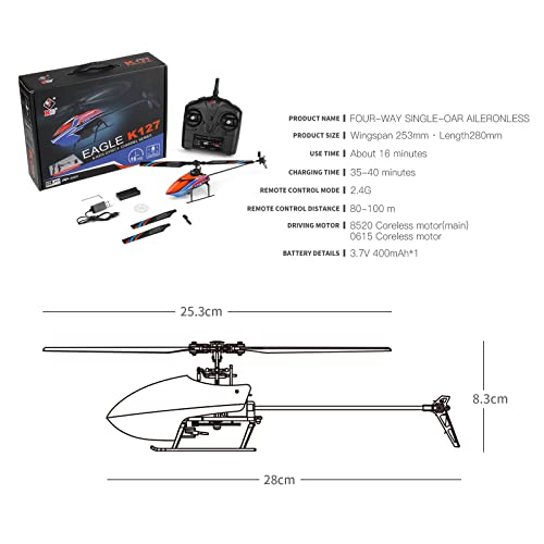 s-idee&reg; K127 4 Kanal 2,4 Ghz Heli 6-Aixs Gyroskop RC Ferngesteuerter Hubschrauber Helikopter