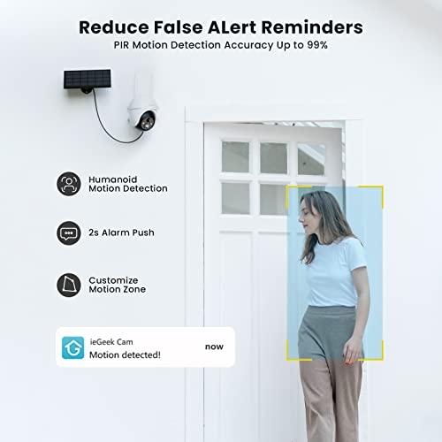 Iegeek 5Mp Security Cameras Wireless Outdoor, Solar Camera Security Outdoor Wifi 360° Ptz Battery Powered With Spotlight & Siren/Motion Detection/Color Night Vision/2-Way Audio/Ip65, Works With Alexa #TOP5
