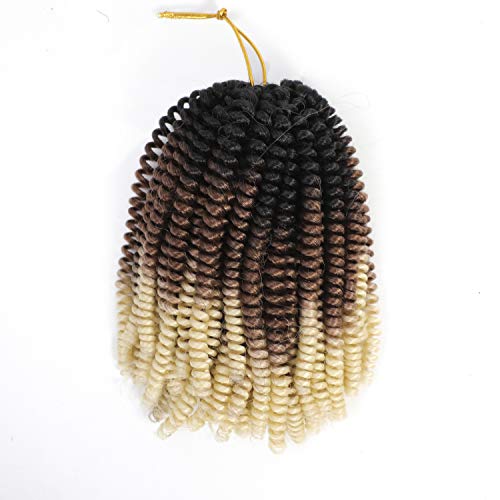 Yisimei Spring Twist Hair Ombre Color 3PCS/Lot Spring Twist Crochet Hair 18 Colors Avaliable Hight Temperature Fiber Hair Extensions (8“ 3PCS/Lot, C1)