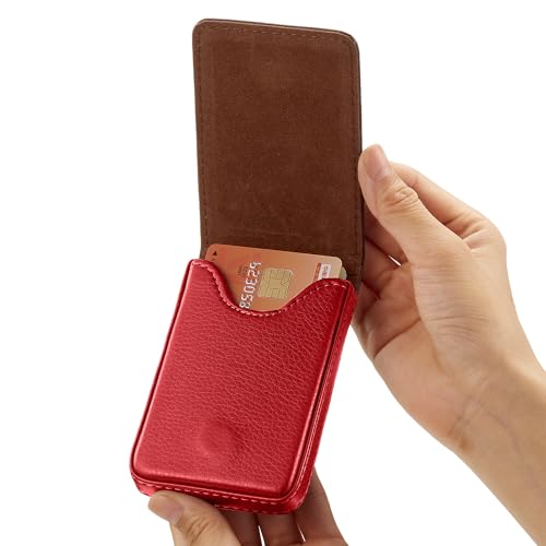 Image of Outus 2 Pcs Business Card Holder, PU Leather Business Card Case Pocket Wallet with Magnetic Shut for Men Women(Black and Red,Classic)
