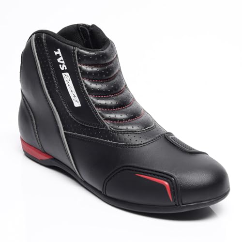 Image of TVS Racing Ankle Length Slip-On Riding Boots for Men:Waterproof Riding Shoes with Reflective Panel