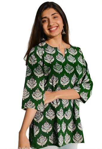 Image of Women's Short Kurti in TopsTunic Rayon Cotton Blend | Ladies Ethnic Tunic