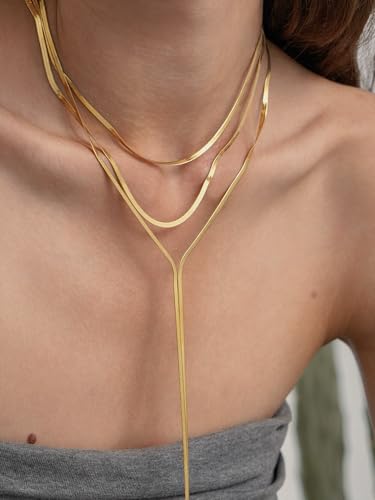 Lariat Long Necklaces for Women - Statement Layered Gold Silver Long Necklaces, Statement Jewelry Gifts for Women4