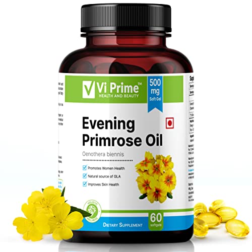 Vi Prime Health and Beauty Evening Primrose Oil for Period Pain Relief and Improves Skin Health|60 Softgel Capsules-500mg