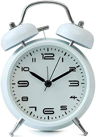 Reloj despertador de campana doble de 4 pulgadas con retroiluminación, silencioso sin tictac, funciona con pilas, despertador de despertador alto