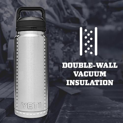 YETI Rambler - Botella de 26 onzas, aislada al vacío, acero inoxidable con tapa para chug, color azul marino