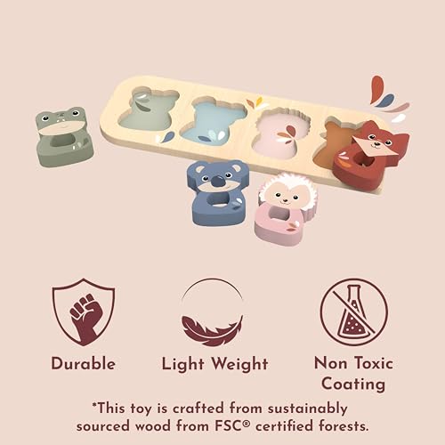 Image of SPEEDY MONKEY Wooden Animal Puzzle for Toddlers 12m+ Shape Sorter Puzzle | animal shapes, colorful sorting, shape sorter toys for toddlers, cognitive preschool play, fine motor learning, montessori
