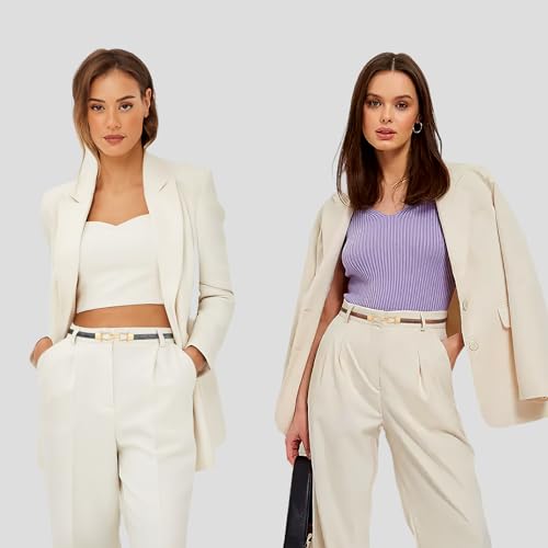 Image of JASGOOD Leather Skinny Belts for Women Plus Size Ladies Thin Waist Belts Adjustable for Jeans Pants Dresses with Gold Buckle