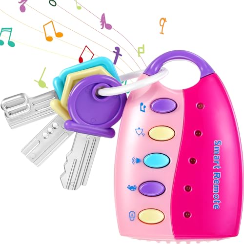 Image of Skylety Musical Smart Remote Car Key Toy with Sound and Lights Fun and Educational Musical Toys for Travel Play(Pink)