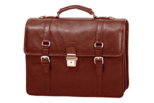Cartable Katana 2 soufflets en cuir de vachette gras marron K 36842