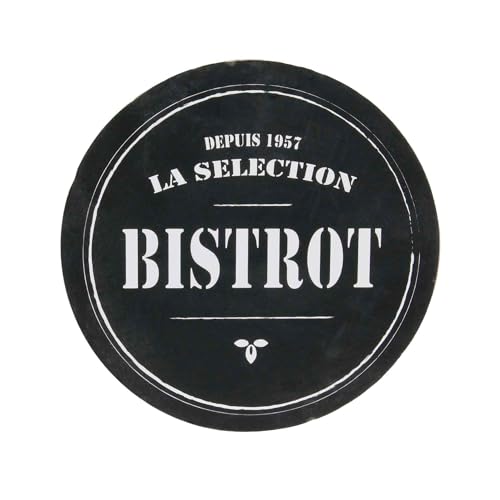 Lot 4 Dessous de Verre Ronds en Bois Bistrot - 3 modèles Différents (Noir 1)