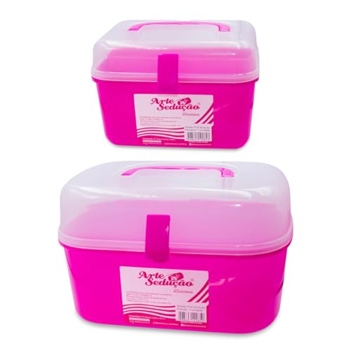 Kit 2 Maletas Pequena e Grande Multiuso Manicure Maquiagem