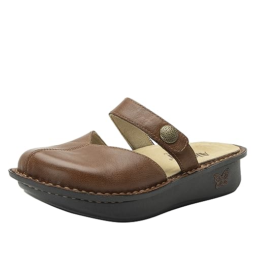 Image of Alegria Women Kamila - Timeless Comfort, Arch Support and Style for Everyday Elegance - Nursing and Healthcare Professionals Slip-Resistant Mules - Open Back Leather Comfort Walking Clog Shoes