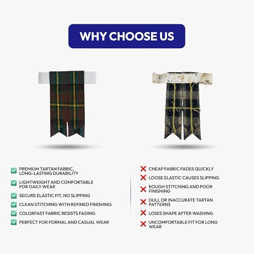 Image of Scottish Tartan Kilt Flashes with Elastic Adjusters