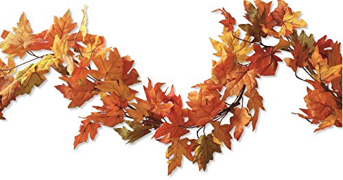 CraftMore Artificial Maple Fall Leaf Garland 6 Feet for Autumn and Thanksgiving Decor
