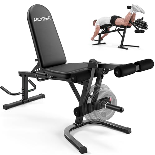 Image of ANCHEER Leg Extension and Curl Machine, 880LBS Seated Leg Extension and Lying Leg Curl Machine, Adjustable Lower Body Workout Equipment for Home Gym Compatible with 1'' and 2'' Weight Plates