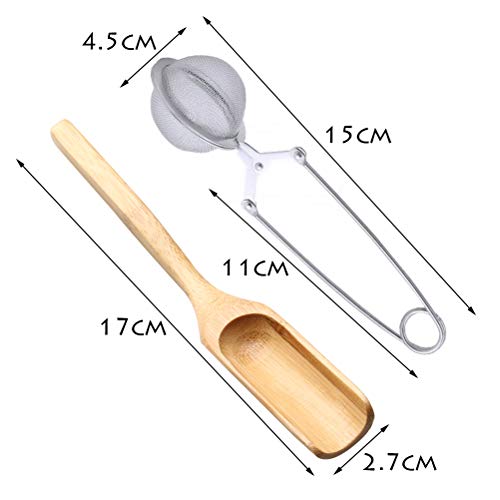 SUMAJU 3 pcs Tea Filter, Loose Leaf Tea Strainer Stainless Steel Tea Infuser with Handle Snap Ball Tea Mesh Infuser Tea Filter Tong with 1 pcs Tea Spoon