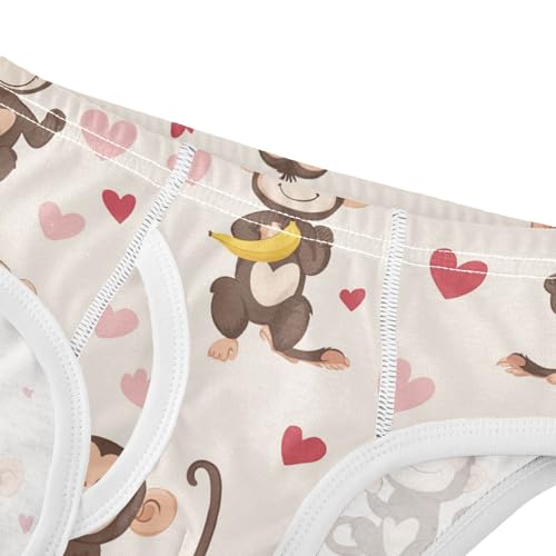 Wusikd Monkey Heart Boys' Underwear Cotton Cute Animal Boys Briefs Soft Toddler Underwear 2T4