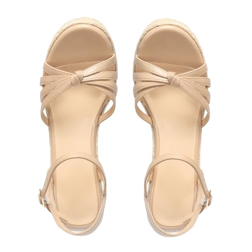 Image of VICKI.VICKI Wedges for Women Platform Sandals Wedge Heels for Sandals Comfortable Summer Espadrille Shoes Ankle Strap&Open Toe