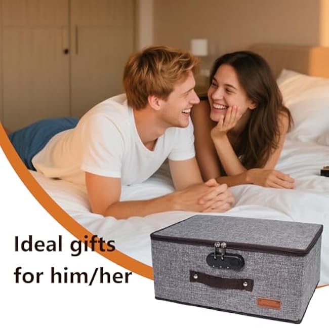 Lockable Adult Toy Storage Organizer Lock Box Toy bags container case with 4 Drawstring Bags, Large capacity 14 x 10 x 6.3 Inches Lockable Box Travel Home Container (Gray)