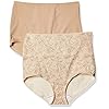 Bali-Womens-Cotton-Light-Control-Shapewear-Brief-Fajas-2-Pack-DFX037 Bali womens Cotton Light Control Dfx037 2-pack shapewear briefs, Nude/Lace for Flowers, 3X-Large Plus