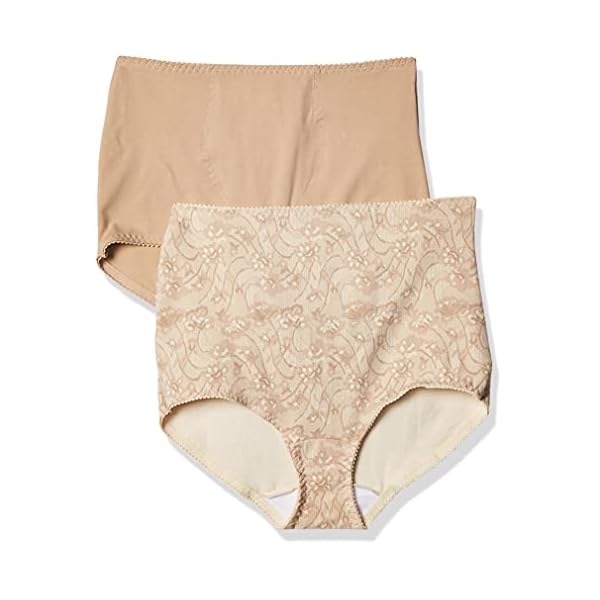 Bali-Womens-Cotton-Light-Control-Shapewear-Brief-Fajas-2-Pack-DFX037 Bali womens Cotton Light Control Dfx037 2-pack shapewear briefs, Nude/Lace for Flowers, 3X-Large Plus