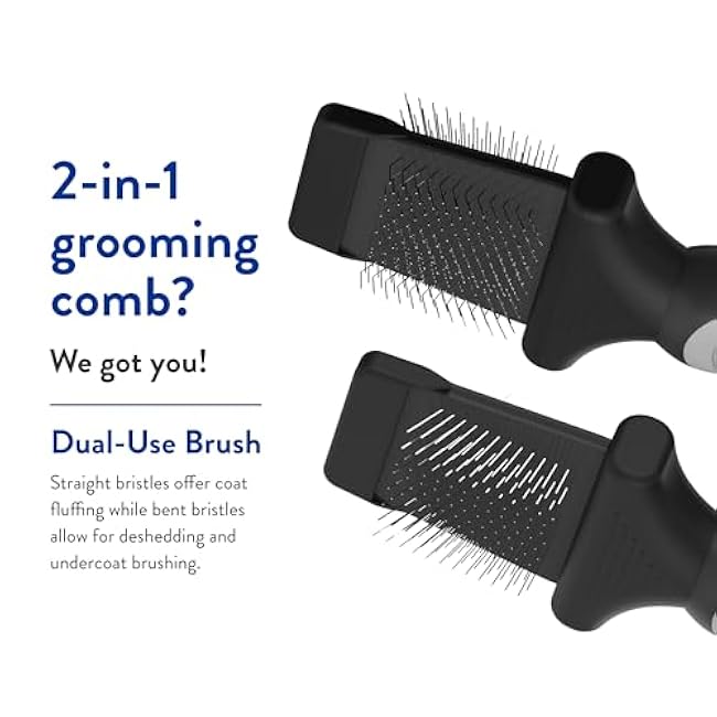 WAHL Professional Animal Double-Sided Flex Slicker Brush for Dogs & Cats (#858478) - Durable Pin Brush for Long-Haired Breeds like Bichon Frises & Collies - Ergonomic Black & Gray Grooming Tool-C7HeCmR4
