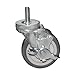 Medium Duty 4" Threaded Stem Caster with Gray Polyurethane Wheel and Brake