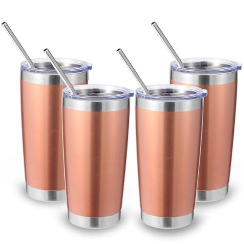 Volhoply 20oz 550ml Travel Insulated Tumbler with Lid and Straw Bulk 4 Pack