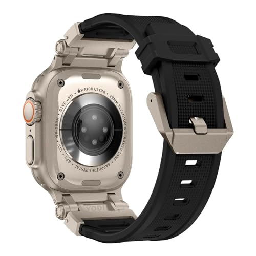 Image of YODI Armor Designed Strap Band Compatible with Apple Watch Ultra 2 Replacement Armour Band With Durable Metal Connector for iWatch Ultra Series 9 /8 /7 /6 /5 /4 /3 /2 /1 SE, 49 /45 /44 /42mm (BLACK)