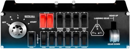 Logitech G Saitek Flight Switch Panel, Controller Interruttori di Simulazione Pofessionale ‎Pannello di Volo, Indicatori LED, Selettore Magnetico 5 Posizioni, Controllo ‎Realistico Carrello, PC - Nero