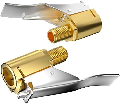 2 Pcs Brass Locking Tire Air Chuck with Standard Tire Valve Thread, Tire Inflator Hose Adapter for Twist On Convert to Lock On Connection, Air Compressor Pump Clip On Tire Chucks without Air Leakage