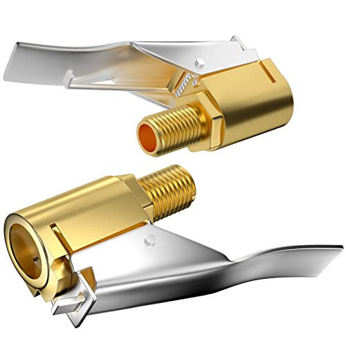 2 Pcs Brass Locking Tire Air Chuck With Standard Tire Valve Thread, Tire Inflator Hose Adapter For Twist On Convert To Lock On Connection, Air Compressor Pump Clip On Tire Chucks Without Air Leakage #TOP17