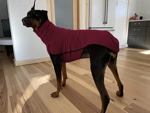 Imily Bela Hundepullover Fleece Rollkragen Hundemantel Warmer Weste Pullover Outdoor Hundejacke Winterkleidung für Kleine Mittel Große Hunde,Weinrot,M