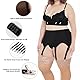 Moon Woon Damen Strapsgürtel Set Große Größen mit 4 Strumpfhalter und Vintage Metallclip Dessous Set ink Strumpfband Hosenträger Hüfthalter Schwarz 2XL/3XL