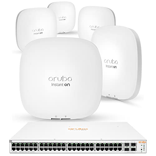 Aruba a Hewlett Packard Enterprise company Instant On 1930 48G Class4 PoE 4SFP/SFP+ 370W Switch + 5 Instant On AP22 (US) Access Points (JL686A+R4W01A)