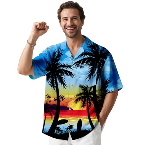 Hawaiian Shirt for Mens Beach Shirts Short Sleeve Button Shirts for Men Tropical Big Tall Funny Floral Aloha Shirt