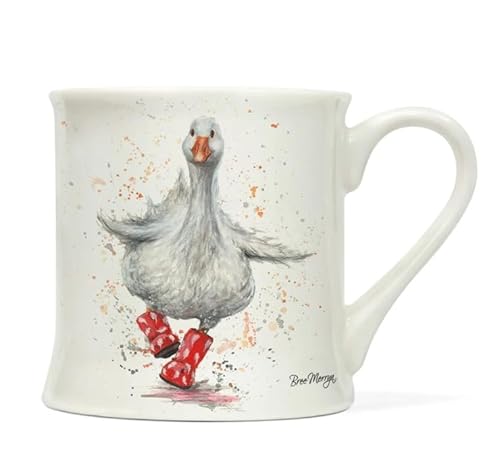 Taza de porcelana con diseño de animales, aprox. 0,3 l, taza de café, taza de té, taza de asa, taza (pato en botas rojas)