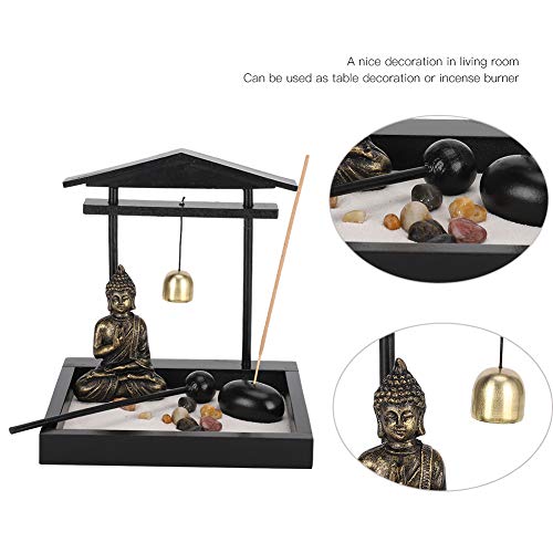 Zen Garden Desktop Sitting Buddha Ornament, Statue with Incense Holder Sand Decorative Stone Accessories for Home Office and Work Desk Collectible Figurines[1906] by Pssopp - Image 6