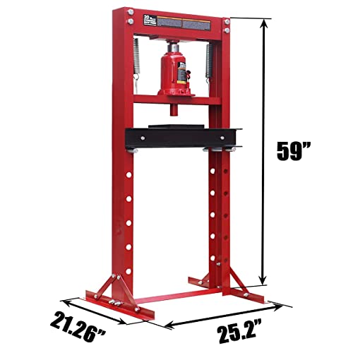 Big Red ATY20011R Torin Steel H-Frame Hydraulic Garage/Shop Floor Press With Stamping Plates, 20 Ton (40,000 Lb) Capacity thumb #1