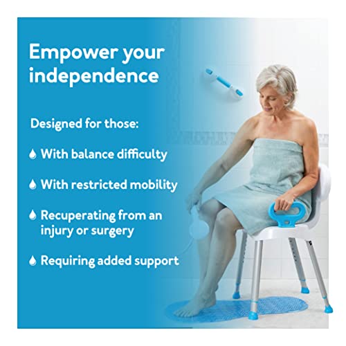 Carex E-Z Bath And Shower Seat With Handles - Shower Chair With Back For Elderly, Seniors, Handicap - Sturdy Frame - Supports Up To 300 Pounds #TOP7