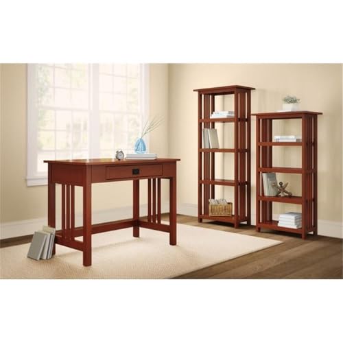 Alaterre Furniture Mission Book Shelf-4 Tier Bookcase with Adjustable Shelves for Living Room or Home Office, 48-Inch, Cherry