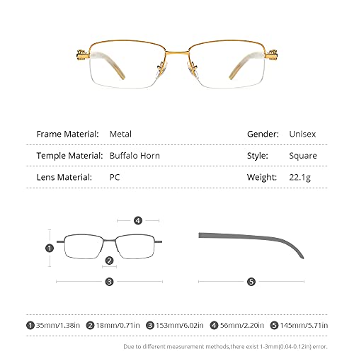 Image of HEPIDEM 100% Really Buffalo Horn Handmade Sun Glasses Square Rimless Luxury BUffs Sunglasses 0816