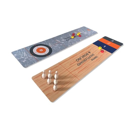 Sarini Jeu de Bowling de Jeu de palets de Table 3 en 1, Ensemble de Table Portable, Mini Jeu de Table, Jeu Familial Pliable pour la Maison, l'école et Les...
